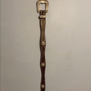 Western Leather Belt with Rhinestones